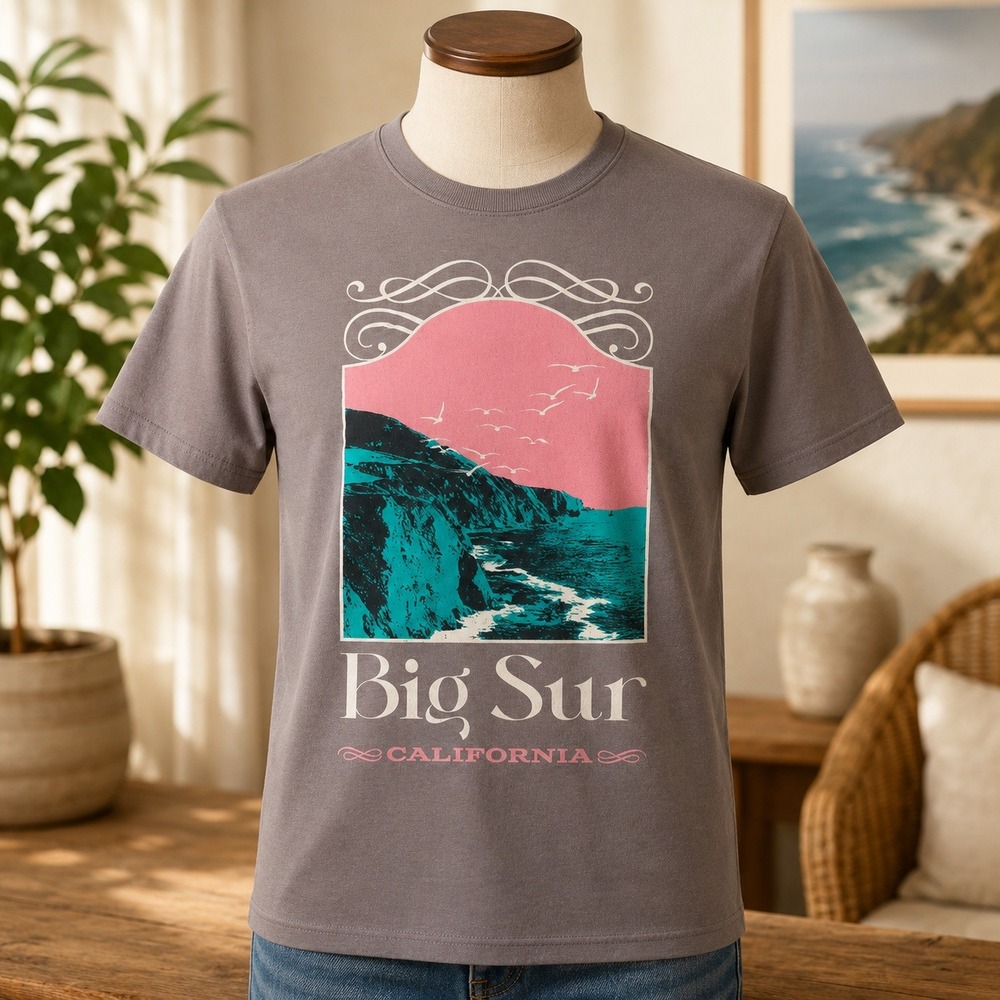 NWT Kid Dangerous T-Shirt Mens Small Charcoal Big Sur California Graphic‎ Tee